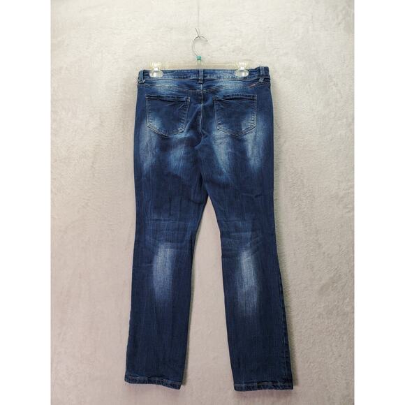 YMI Anklet Jeans Women's Size 9 Blue Denim Ripped Cotton‎ 5-Pockets Design Logo - Picture 2 of 9